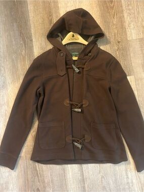 Ralph Lauren Brown Hooded Toggle Pea Coat